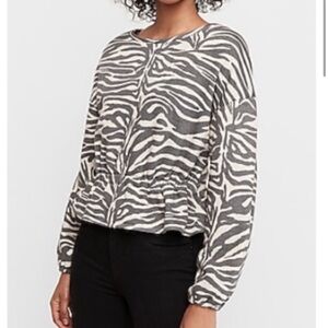 Express Zebra Peplum Sweatshirt